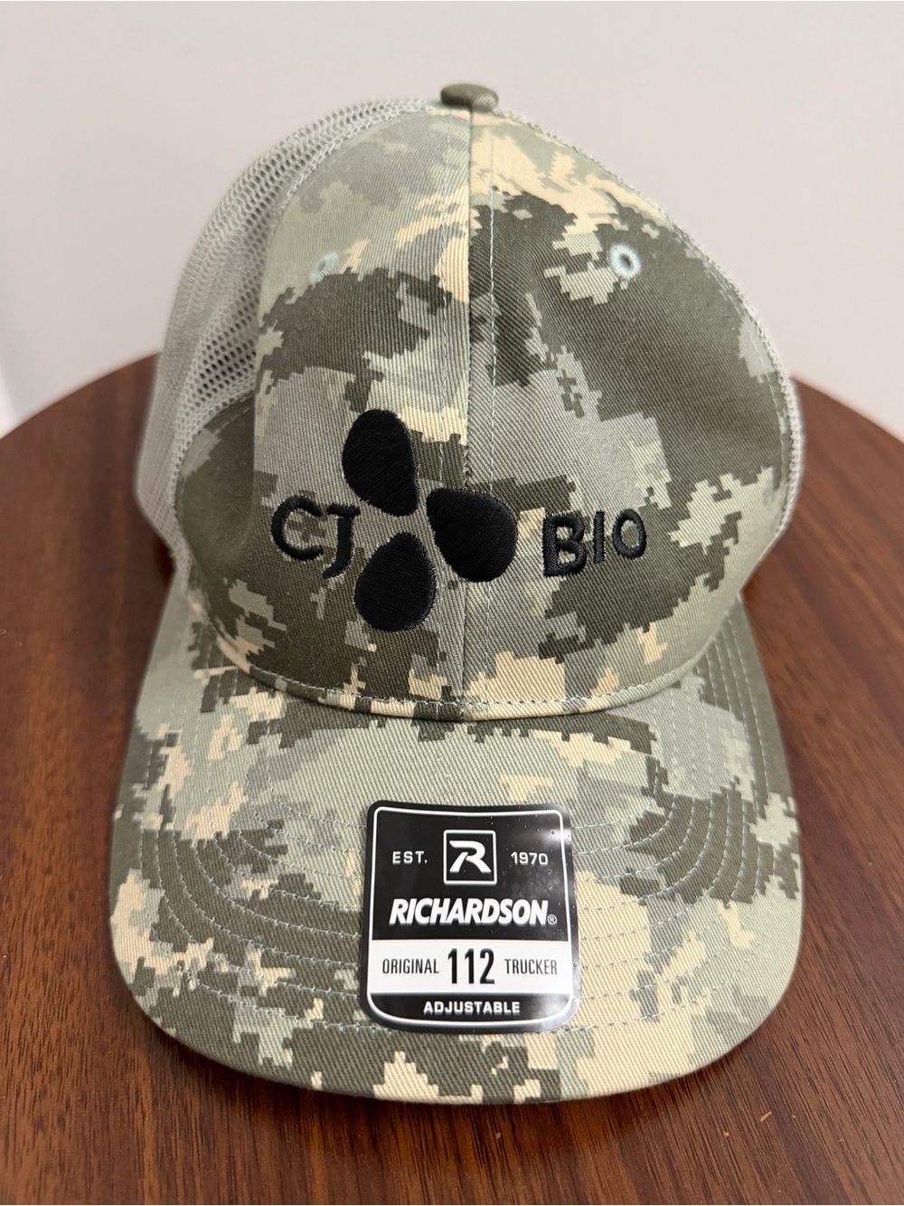 Camo Trucker Hat with CJ Bio Baseball Hat